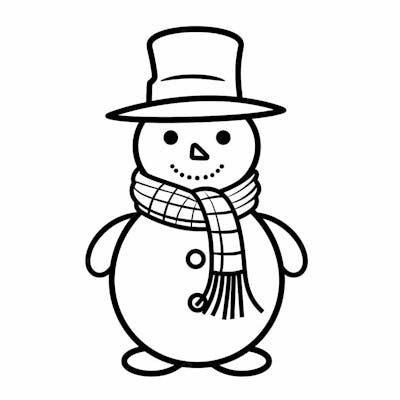 Ilustração De Um Boneco De Neve, Expressão Alegre E Cachecol