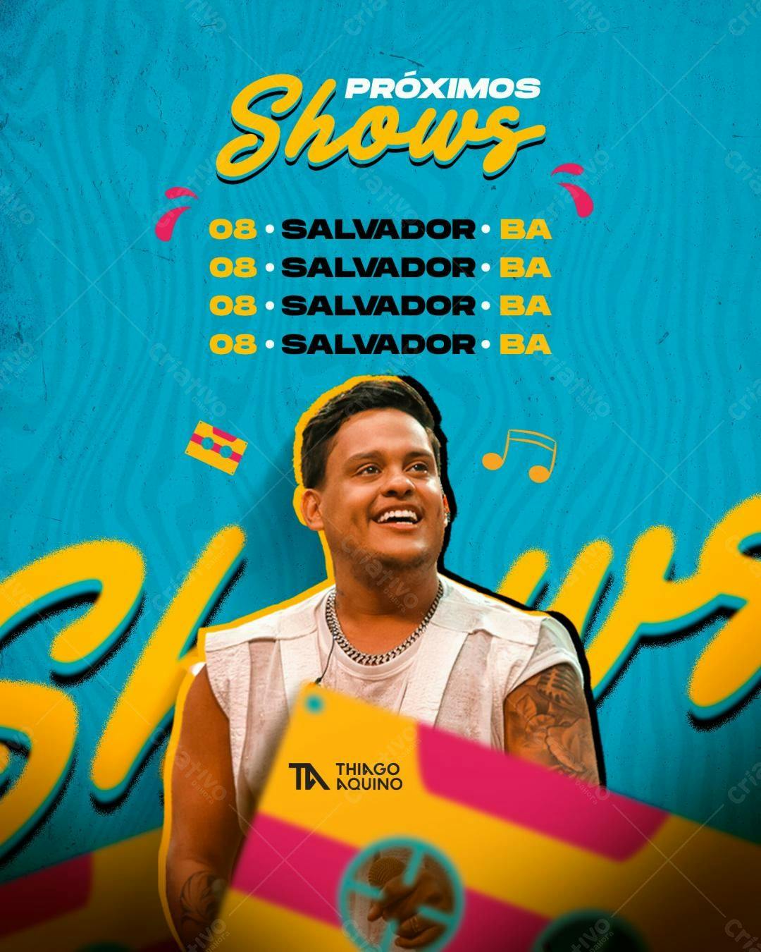 Flyer Shows Thiago Aquino Salvador PSD Editável