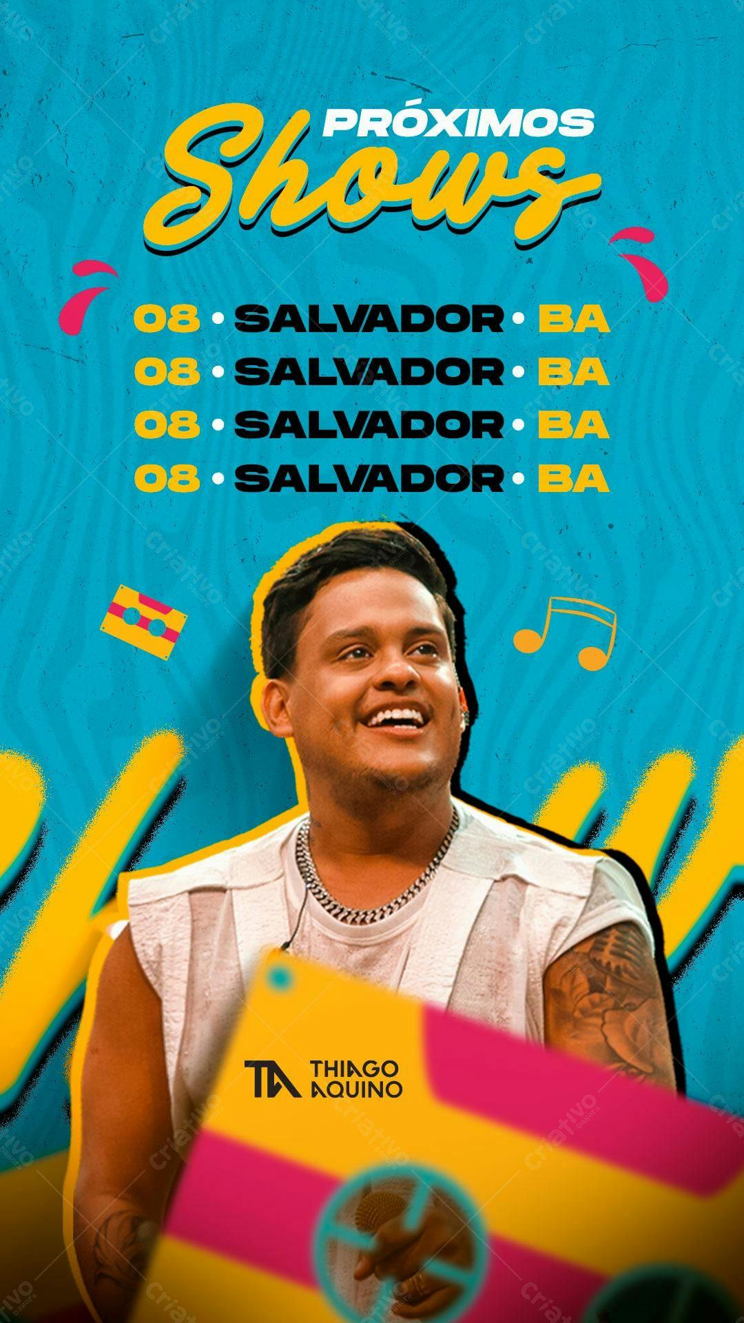 Flyer Shows Thiago Aquino Salvador PSD Editável