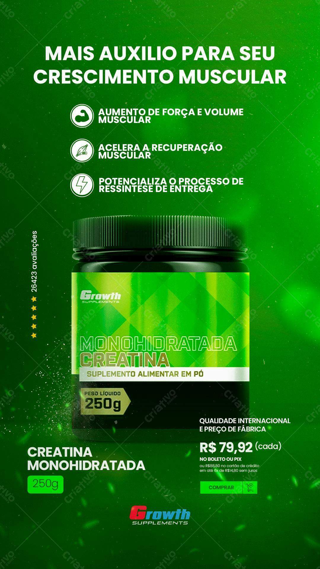 Flyer Suplemento Creatina Monohidratada PSD Editável