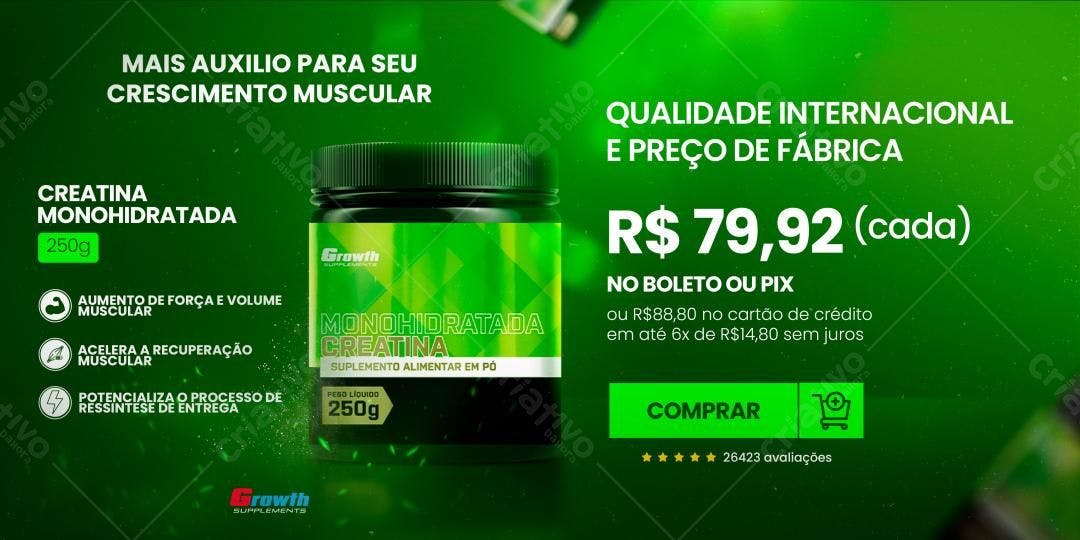 Banner Creatina Monohidratada PSD Editável