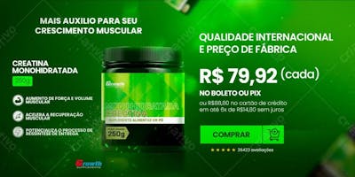 Post Feed Carrossel Creatina Monohidratada Growth Supplement