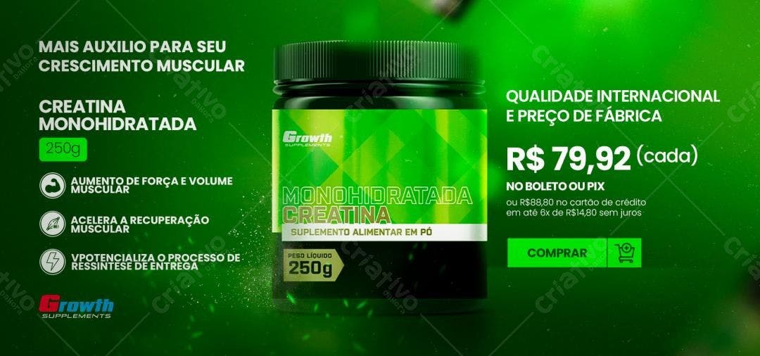 Banner Creatina Monohidratada PSD Editável