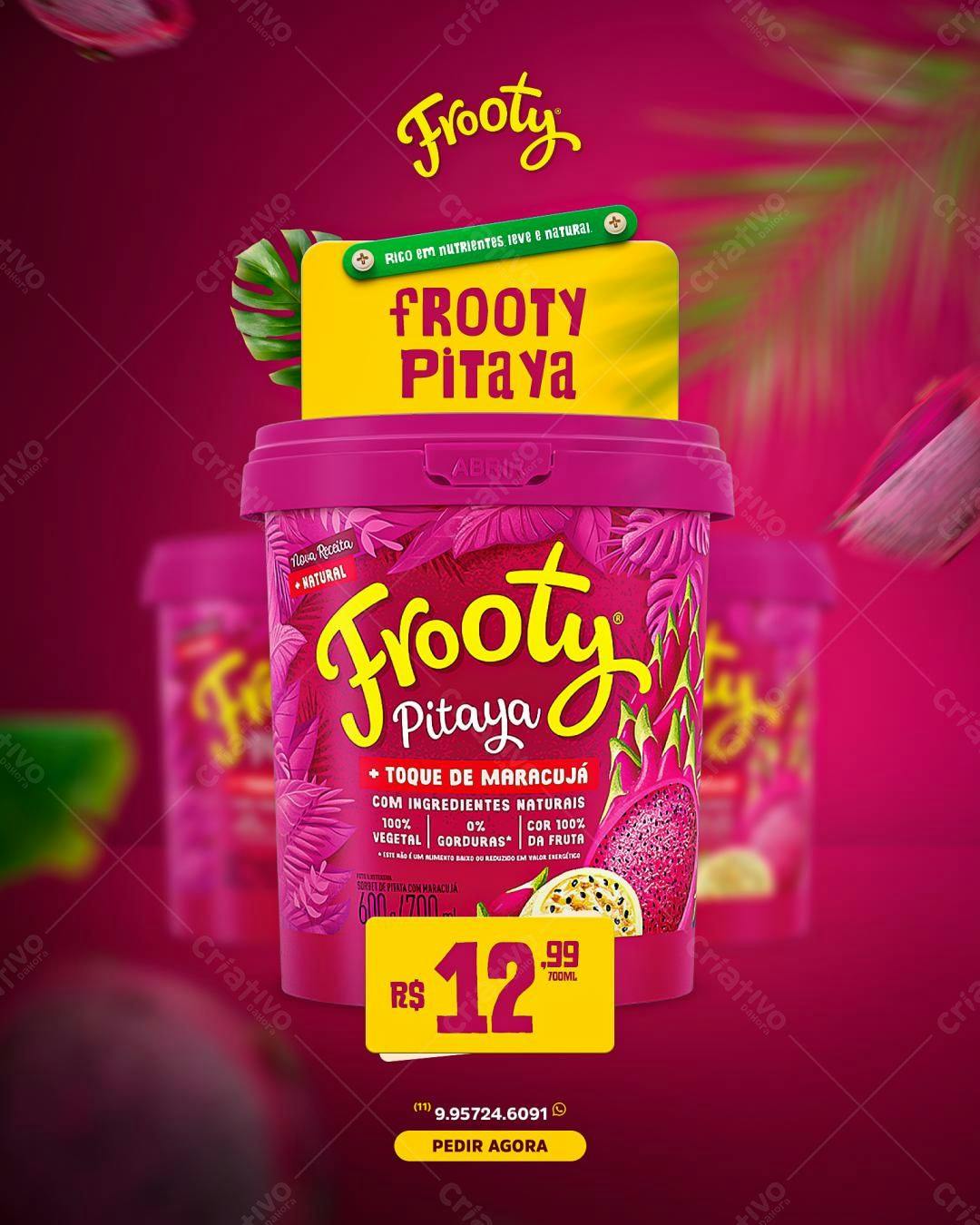 Embalagem para Sorvete de Pitaya PSD Editável