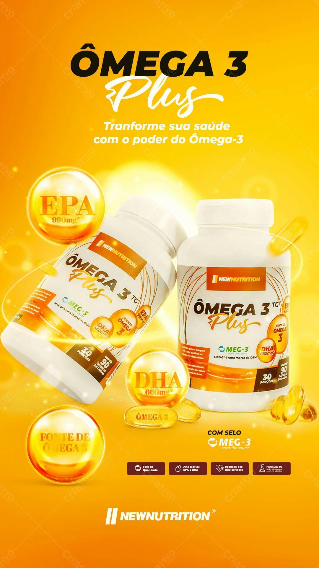 Flyer Suplemento Ômega 3 Plus PSD Editável