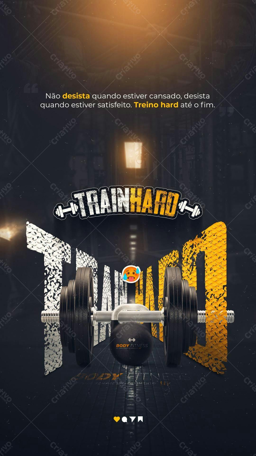 Post para Academia Treino Hard PSD Editável