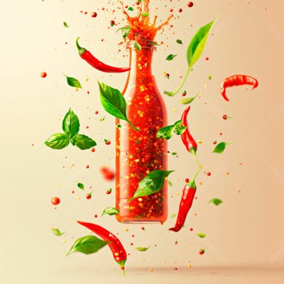Embalagem De Molho De Pimenta Sem Rótulo Com Folhas E Pimentas 4