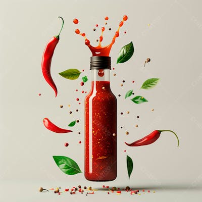 Embalagem De Molho De Pimenta Sem Rótulo Com Folhas E Pimentas 7