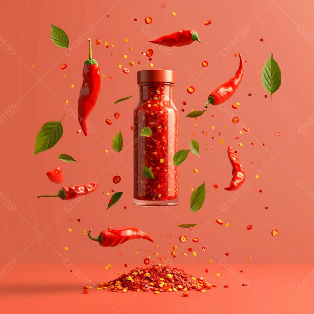 Embalagem De Molho De Pimenta Sem Rótulo Com Folhas E Pimentas 15