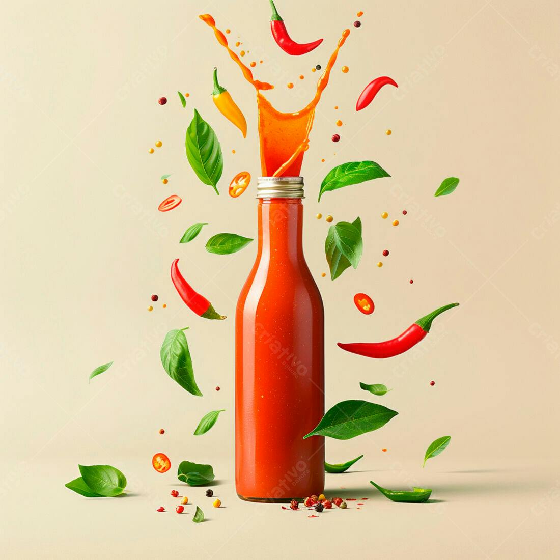 Molho de pimenta picante com pimentas e manjericão