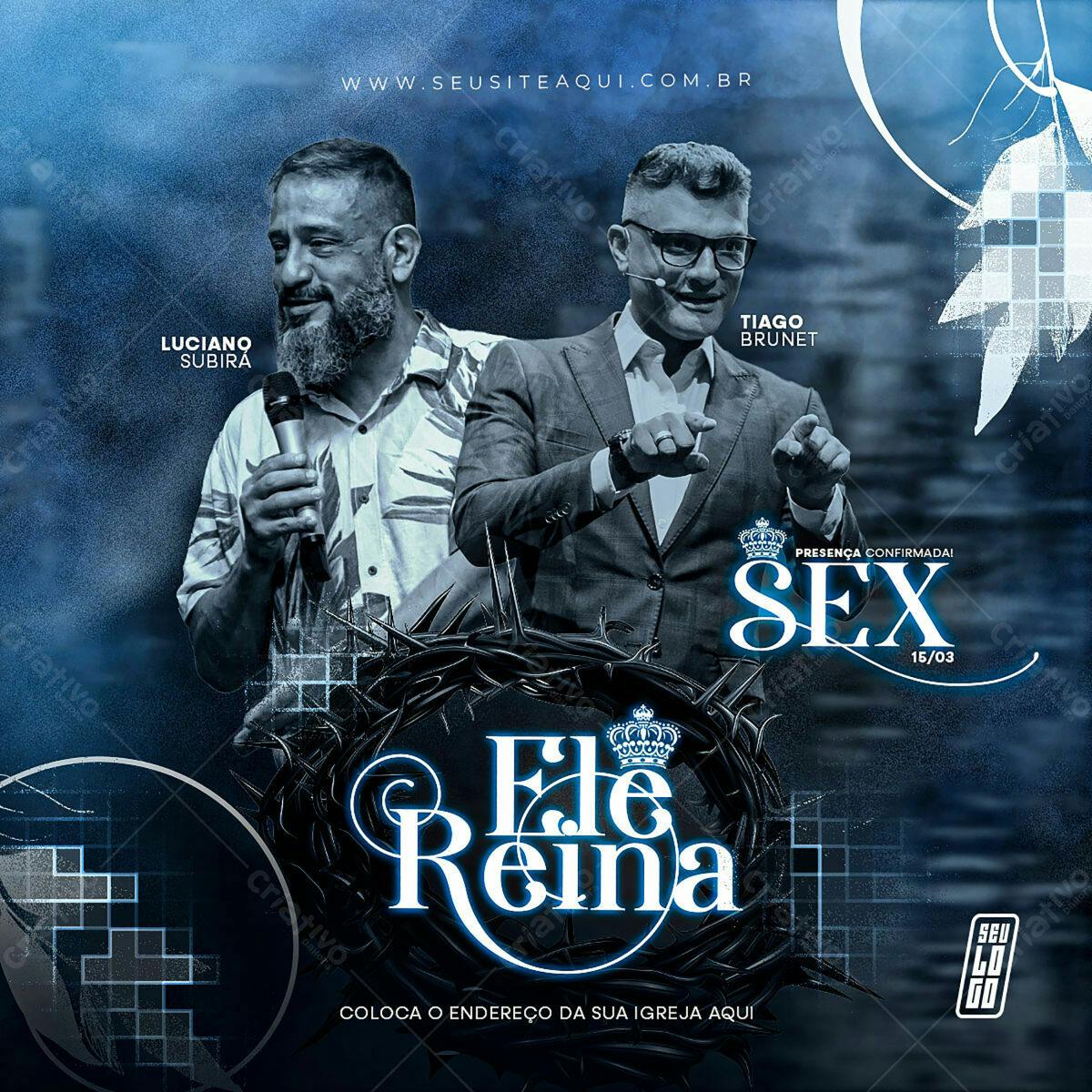 Flyer para Evento Religioso Ele e Rainha PSD Editável