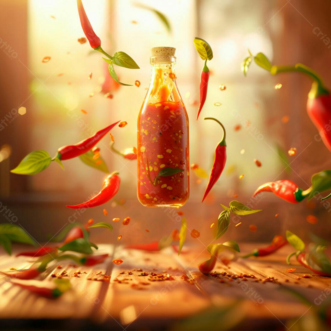 Molho de pimenta picante em garrafa de vidro