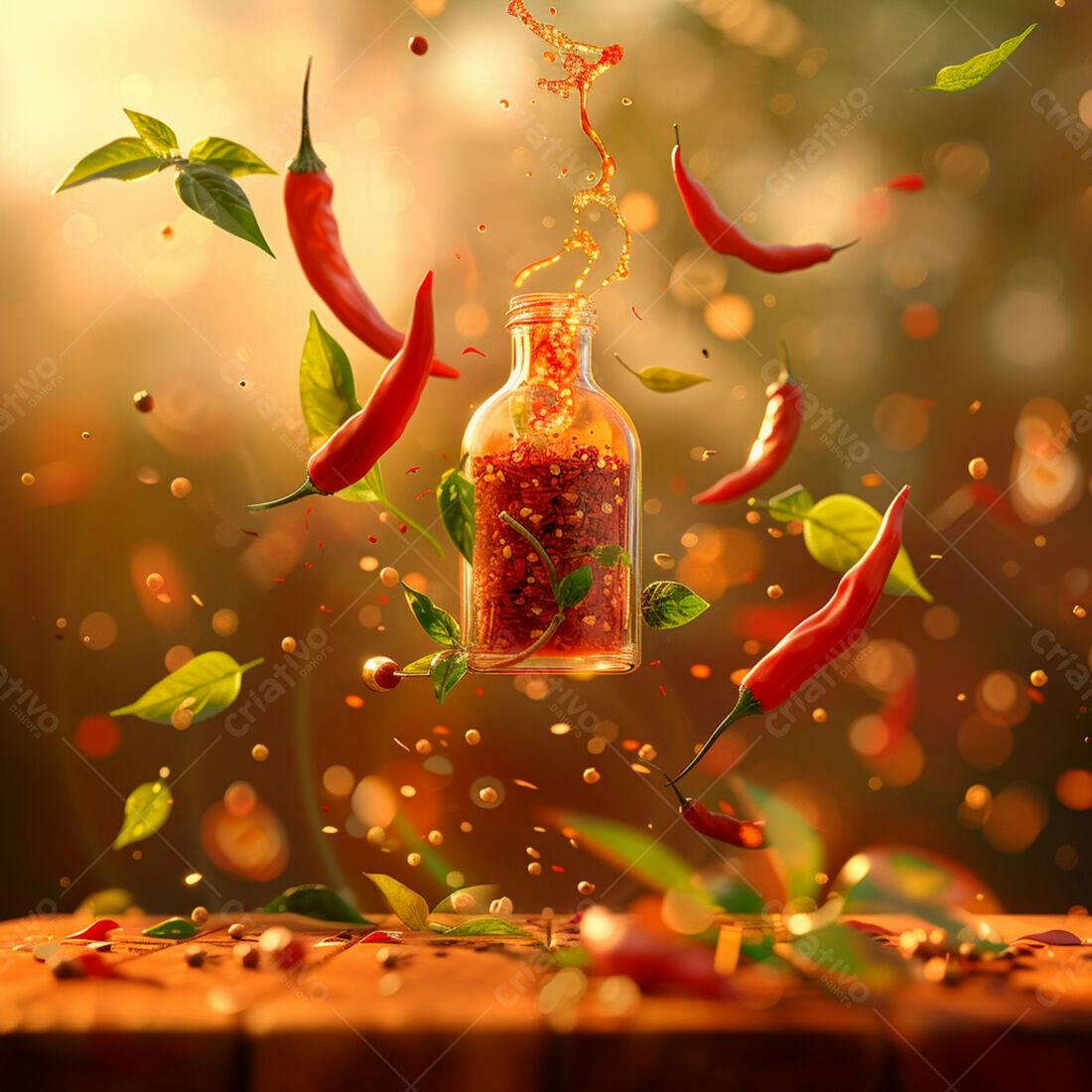 Pimenta vermelha em frasco vidro com gotas