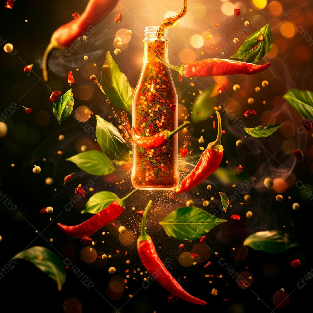 Molho picante com pimenta vermelha e manjericão