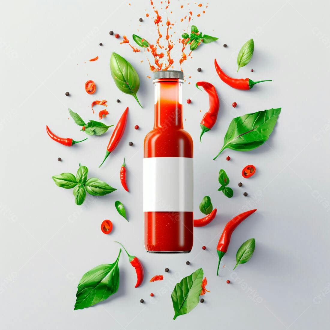 Molho de pimenta com pimenta e manjericão