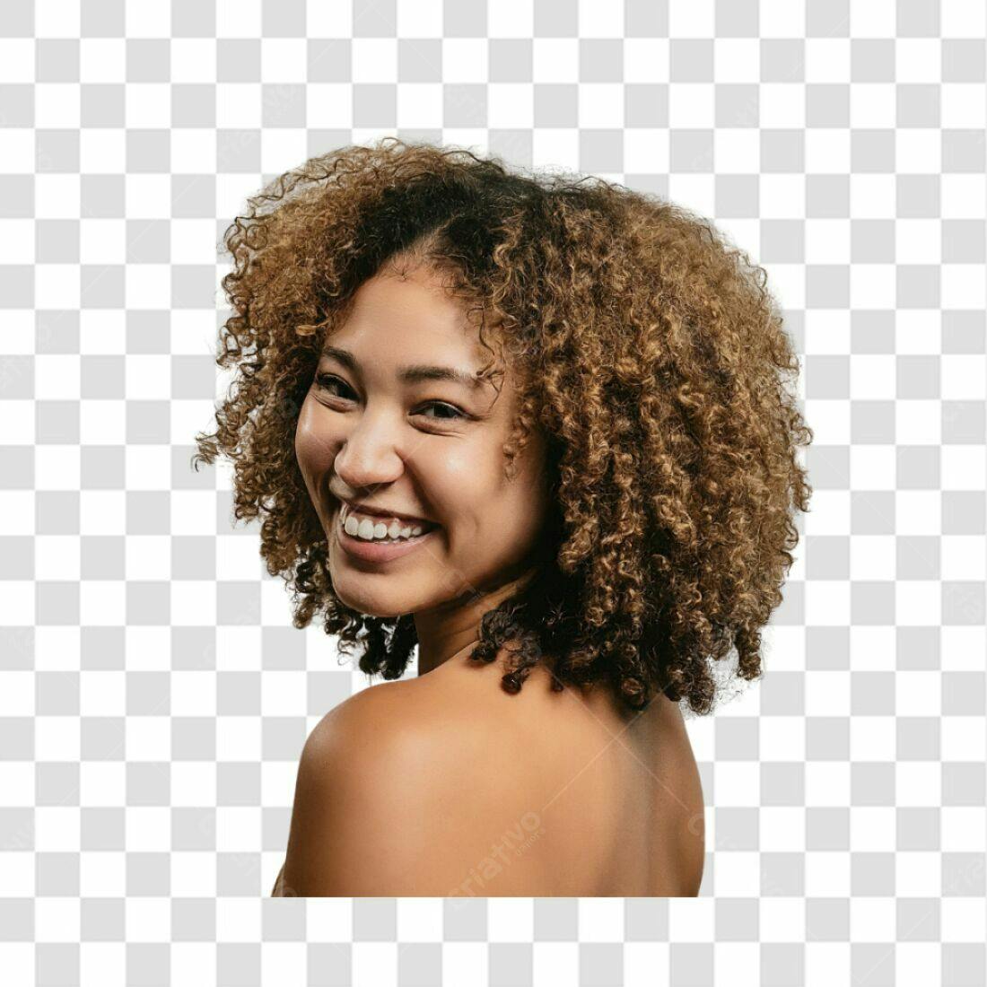 Imagem PNG com fundo transparente Mulher Sorrindo Cabelo Cacheado