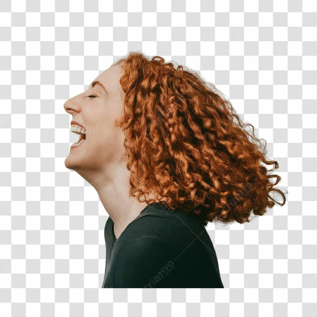 Imagem PNG com fundo transparente Mulher rindo cabelo ruivo