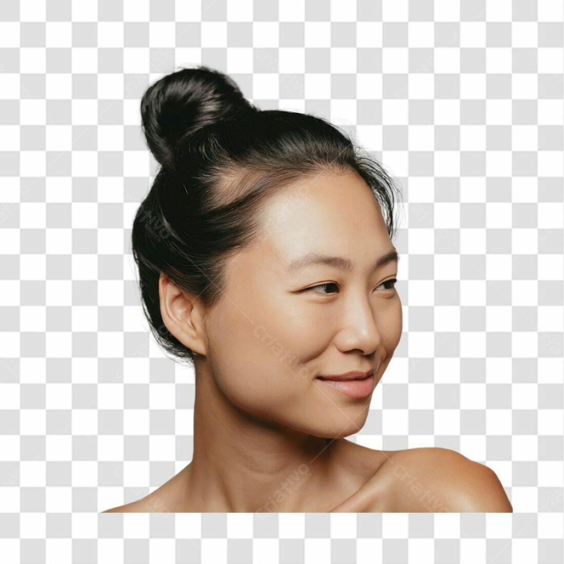 Imagem PNG com fundo transparente Mulher asiática cabelo preso