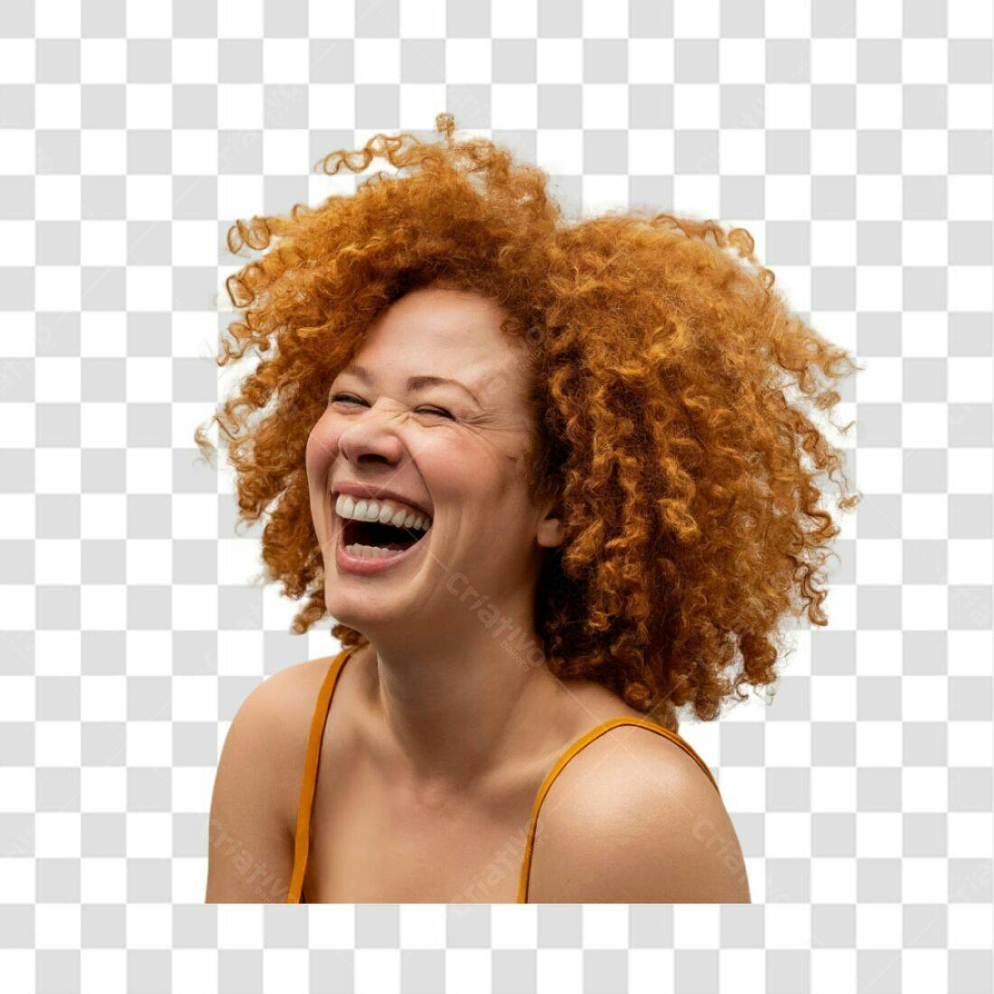 Imagem PNG com fundo transparente Mulher rindo cabelo ruivo