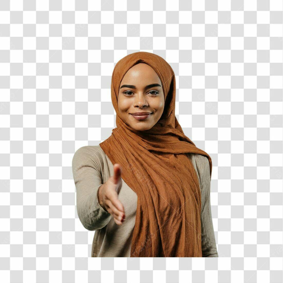Imagem PNG mulher oferecendo aperto de mão com fundo transparente
