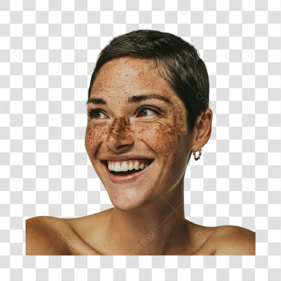 Imagem PNG com fundo transparente Mulher feliz sardas