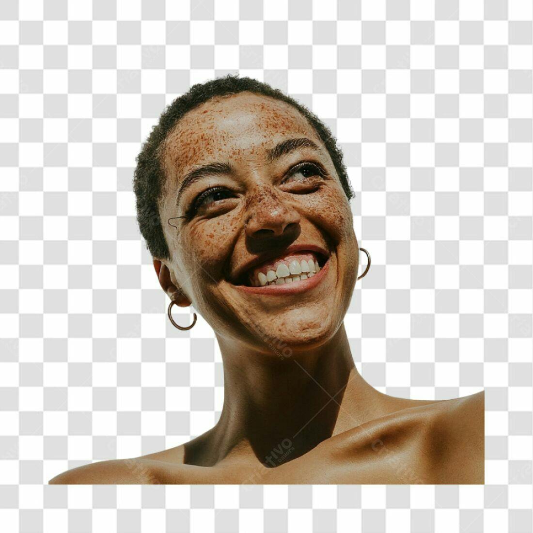 Imagem PNG mulher negra feliz com fundo transparente
