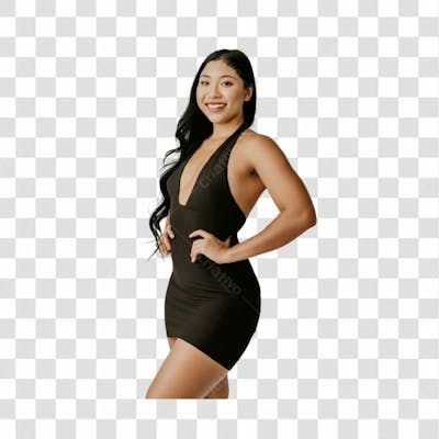 Mulher De Vestido Preto Corpo Inteiro Png Transparente