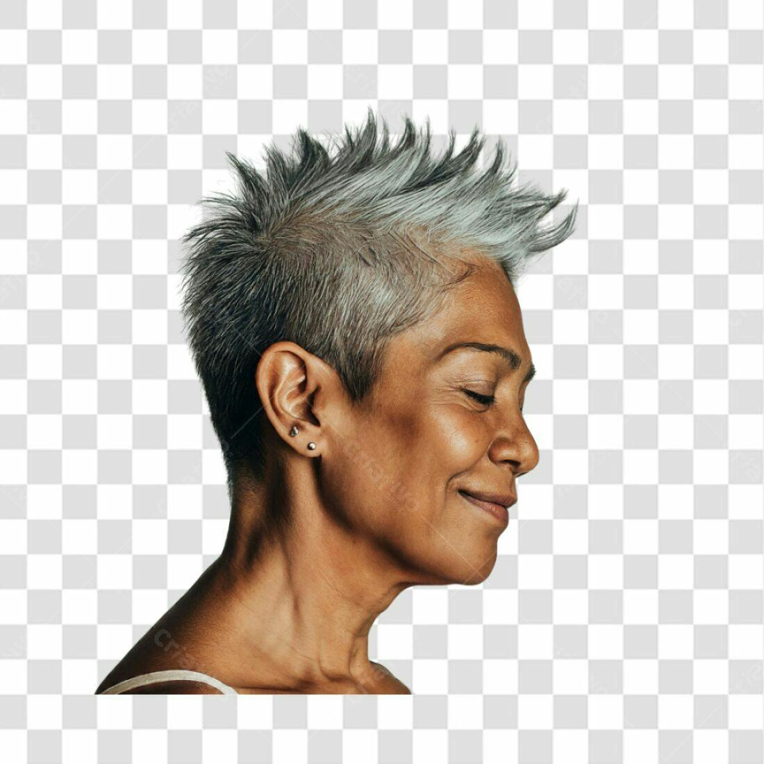 Imagem PNG com fundo transparente Mulher madura cabelo curto grisalho