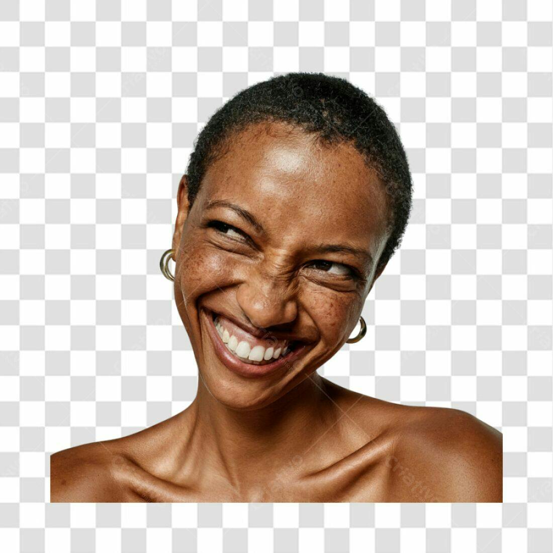 Imagem PNG Mulher Negra Sorrindo com Fundo Transparente