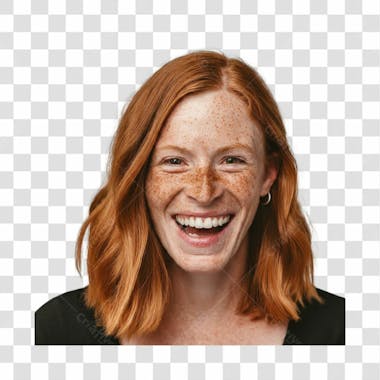 Mulher ruiva sorrindo com manchas no rosto png transparente