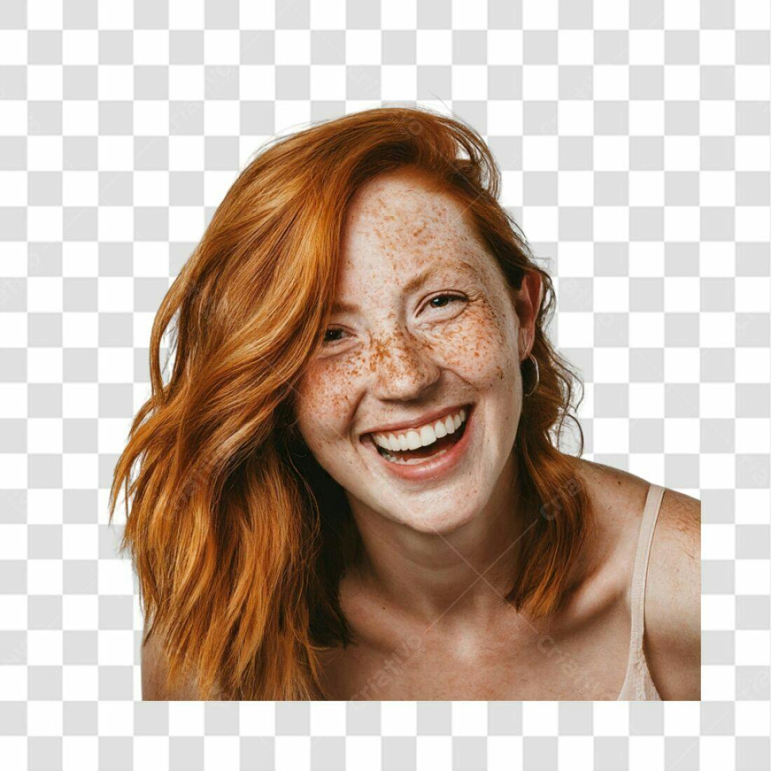 Imagem PNG mulher ruiva feliz fundo transparente