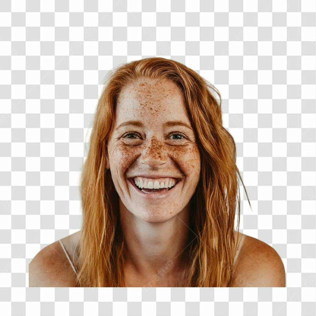 Imagem Mulher Ruivo Sorrindo PNG com fundo transparente