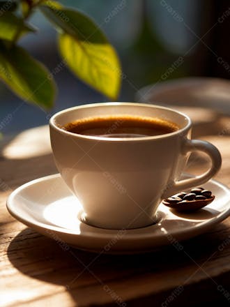 Uma xicara de cafe com graos de cafe5