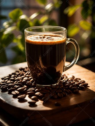 Uma xicara de cafe com graos de cafe7