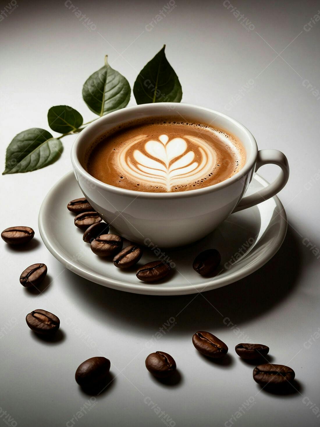 Cappuccino cremoso com grãos de café