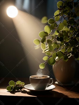 Uma xicara de cafe com graos de cafe9