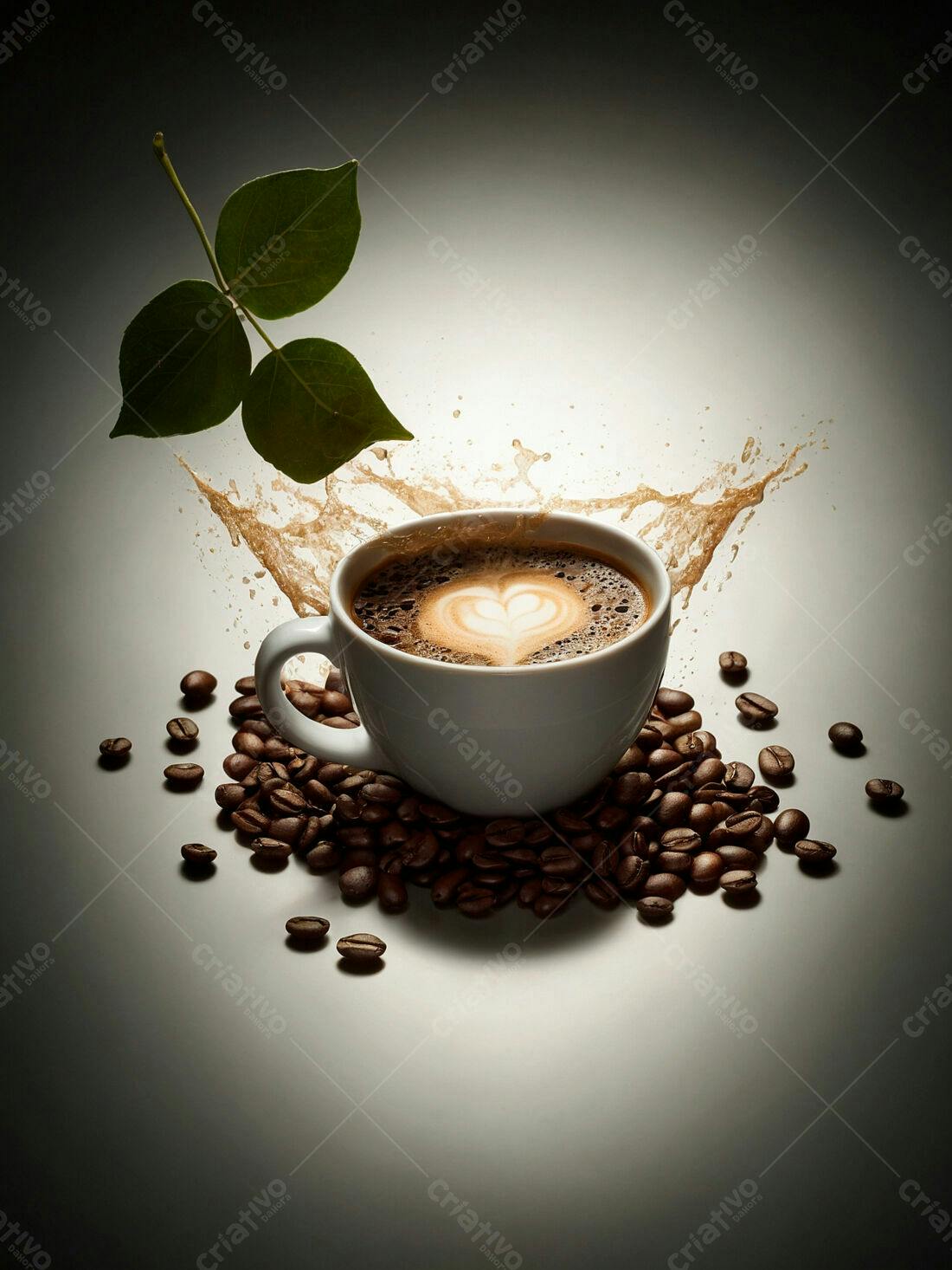 Café com Arte na Xícara e Grãos