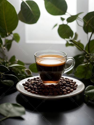 Uma Xicara De Cafe Com Graos De Cafe15