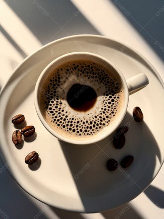 Uma xicara de cafe com graos de cafe23