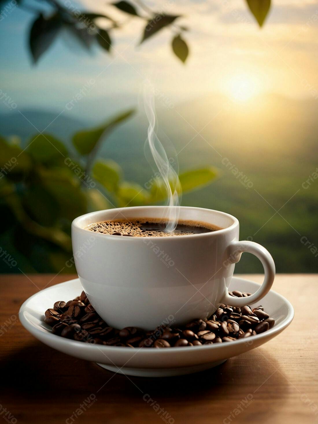 Café quentinho ao amanhecer