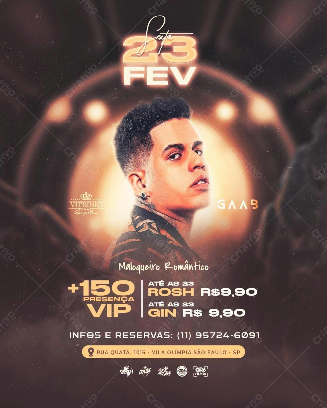 Flyer Festa com o Cantor Maloqueiro Romântico PSD Editável