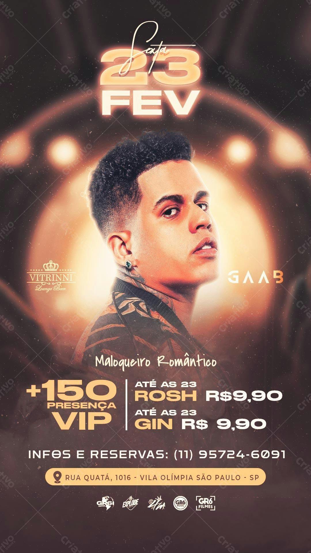 Flyer Festa com Maloqueiro Romântico PSD Editável