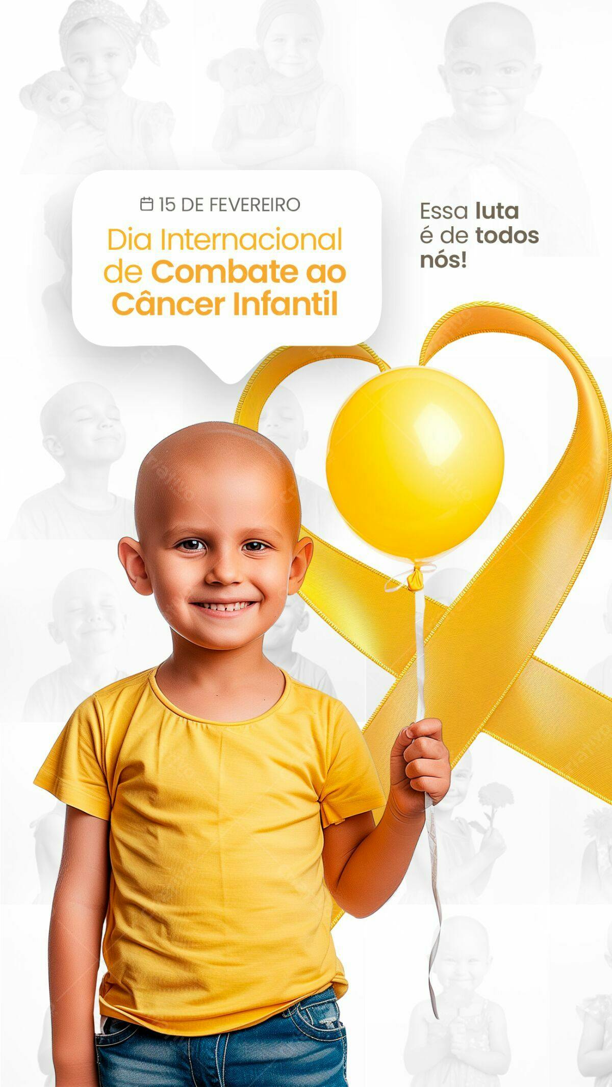 Flyer Dia Internacional do Combate ao Câncer Infantil PSD Editável