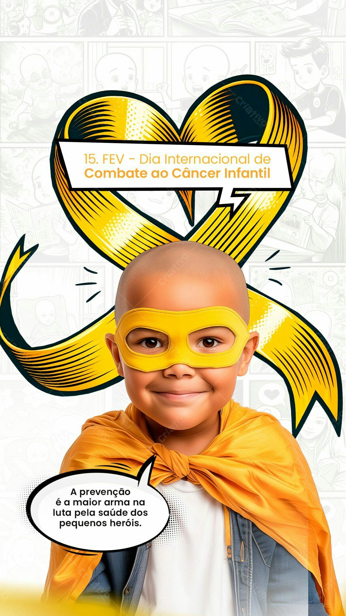 Flyer Dia Internacional do Combate ao Câncer Infantil PSD Editável