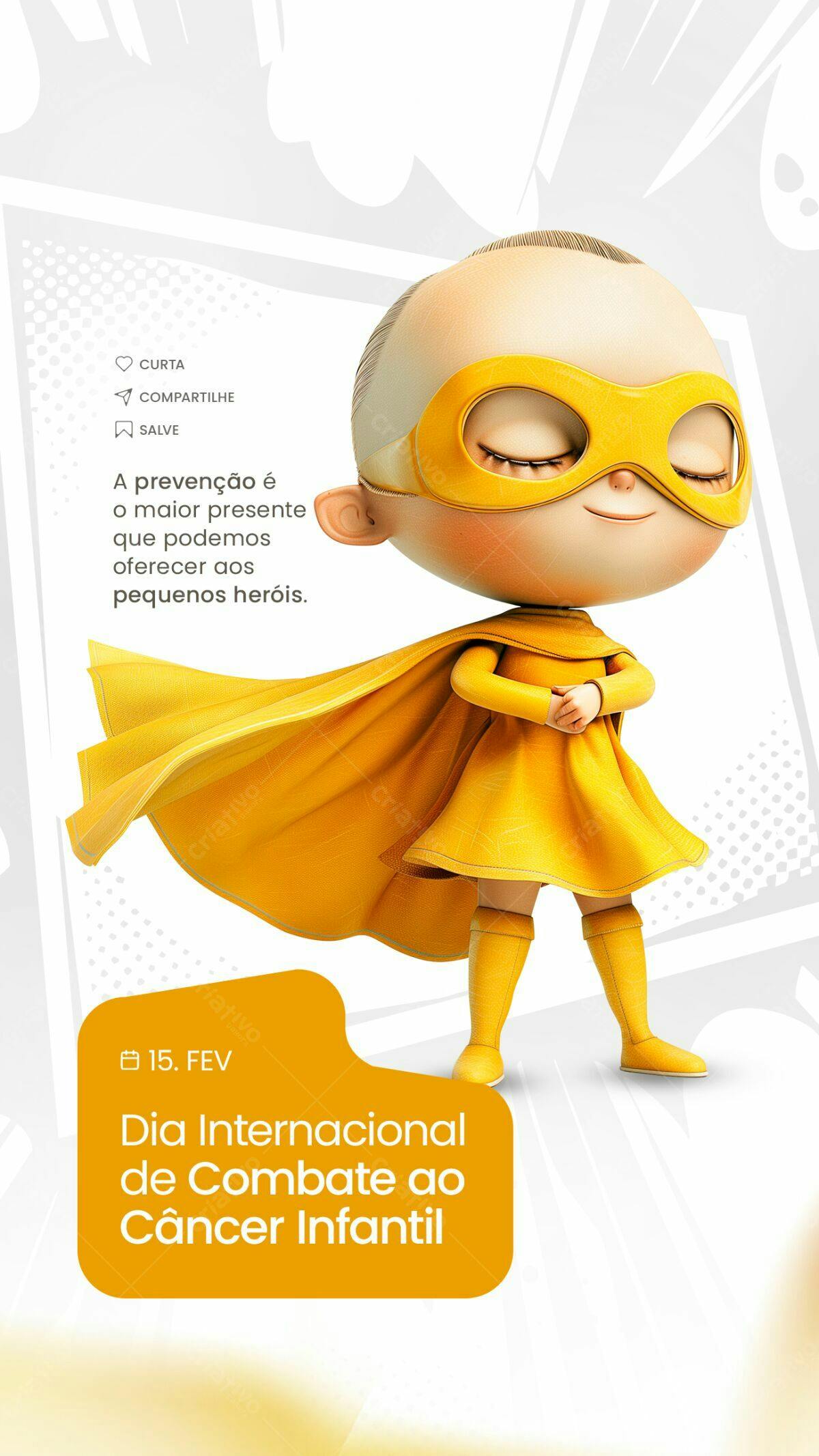 PSD Arte para Dia Internacional de Combate ao Câncer Infantil