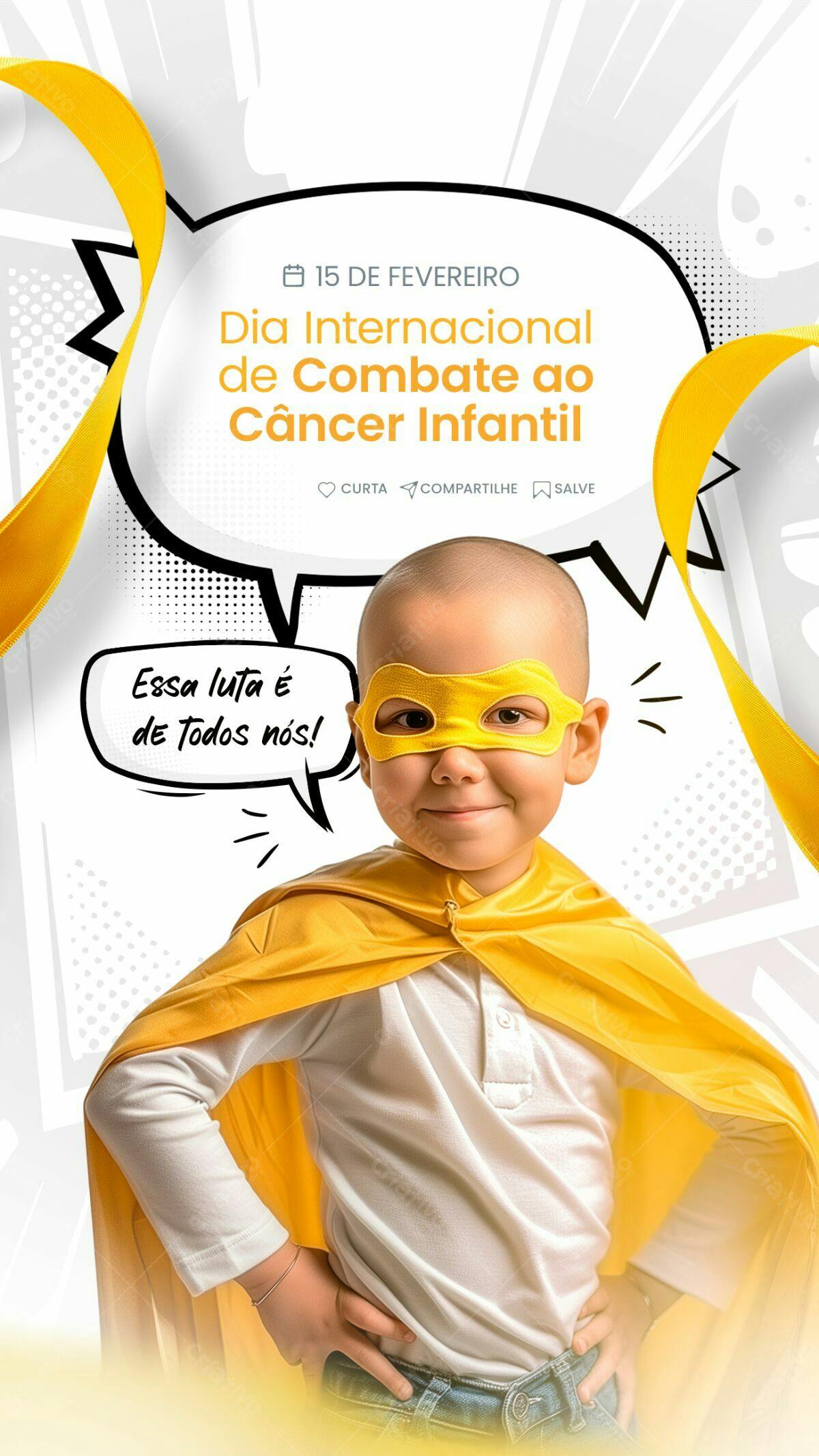 Flyer Dia Internacional Combate ao Câncer Infantil PSD Editável
