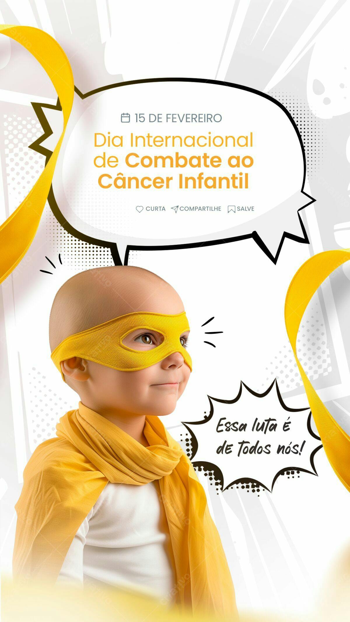 Post para Dia Internacional do Combate ao Câncer Infantil PSD Editável