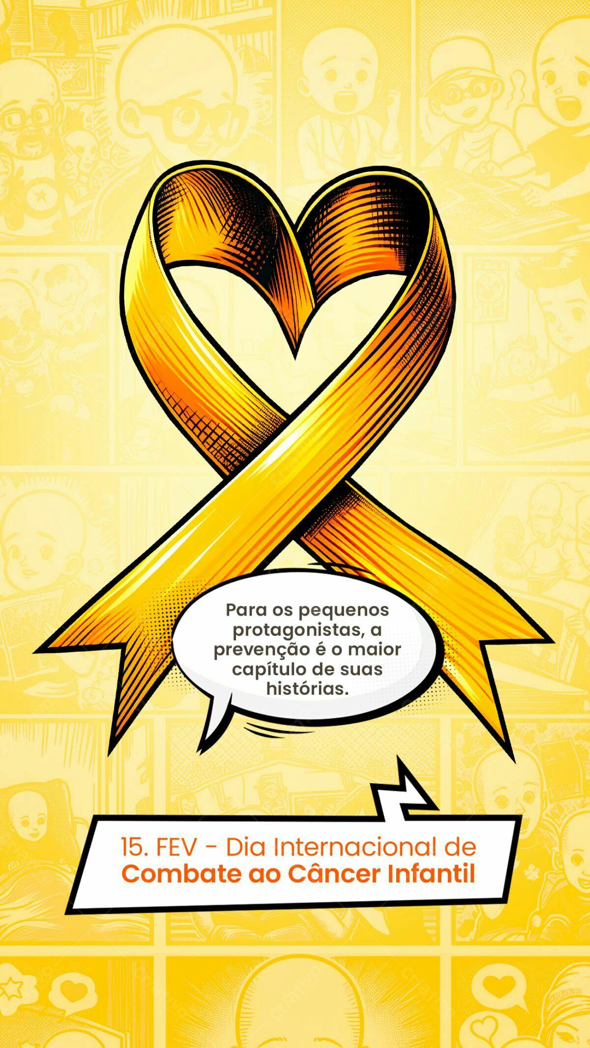 Flyer Dia Internacional do Combate ao Câncer Infantil PSD Editável
