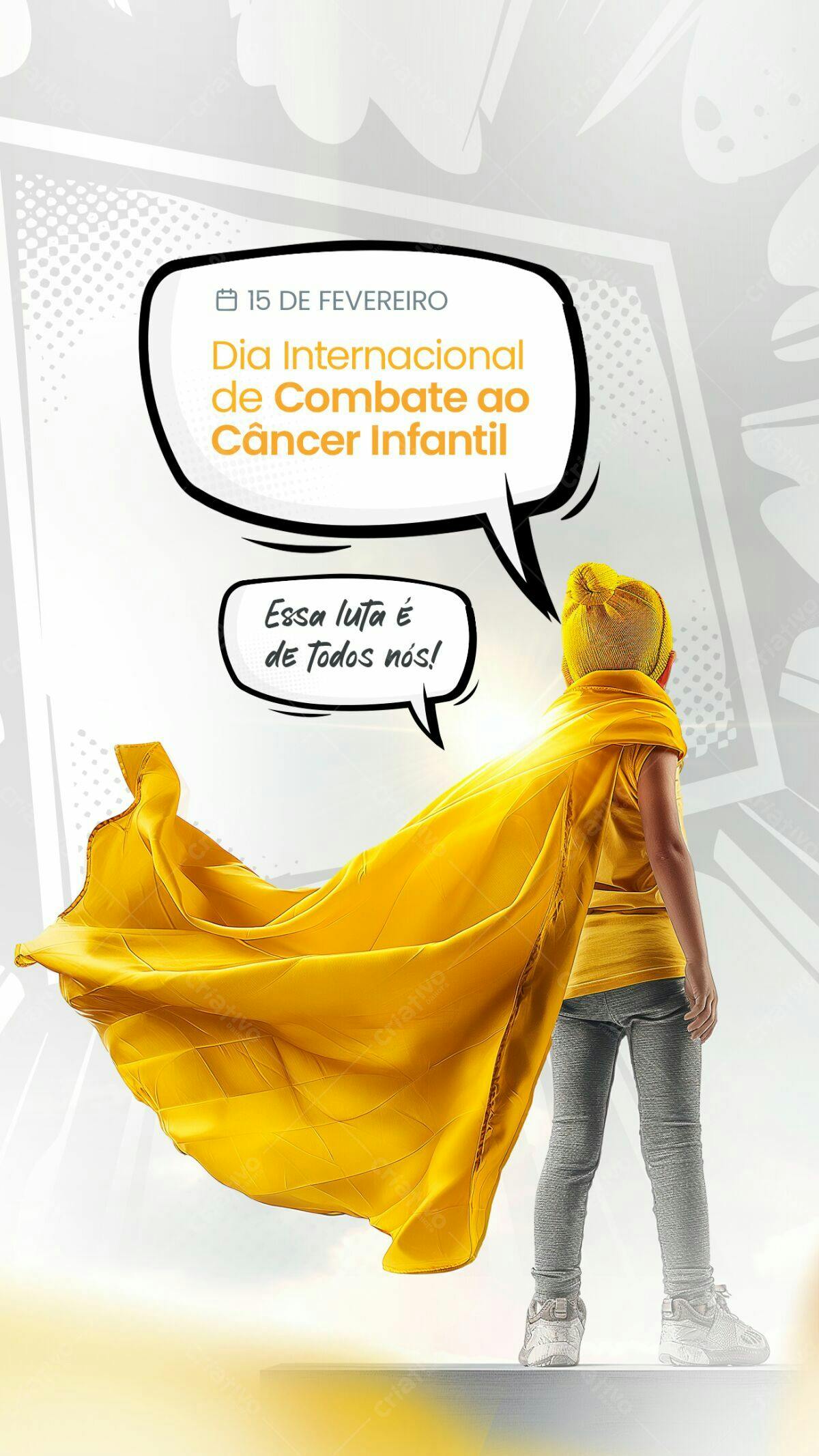 Poster Dia Internacional Combate ao Câncer Infantil PSD Editável