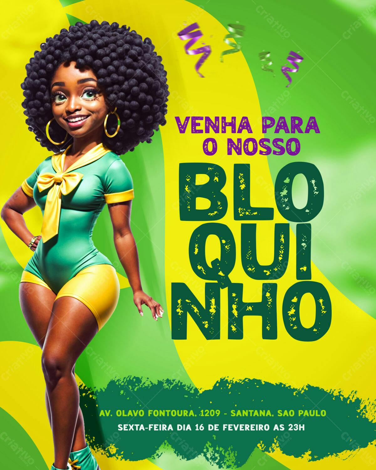 Flyer para Bloquinho Carnavalesco PSD Editável